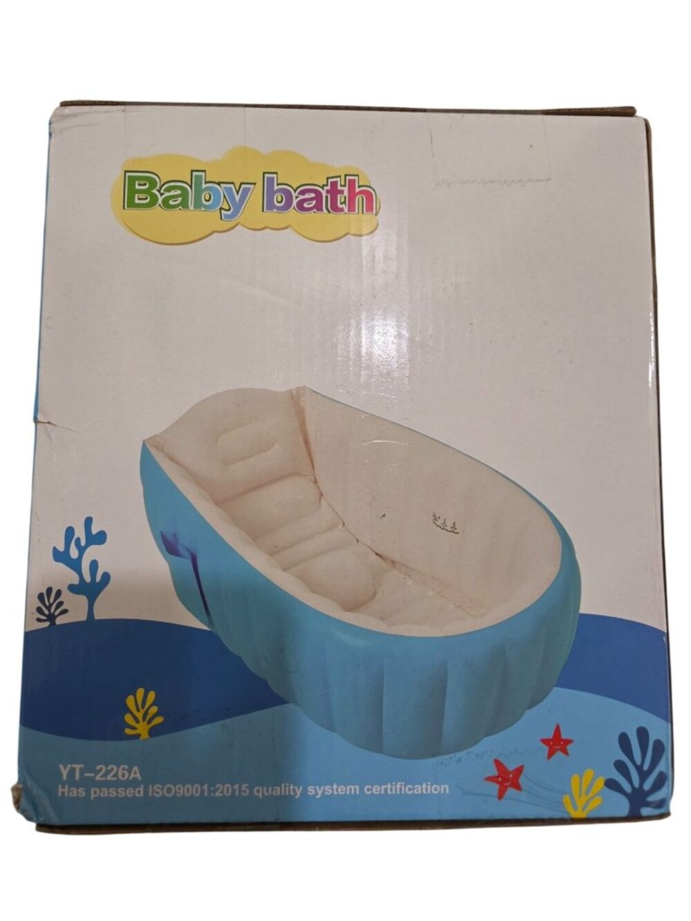 Baby Inflatable Bath Tub With Air Pump Blue PVC 38.5" X 25" X 11" New in Box